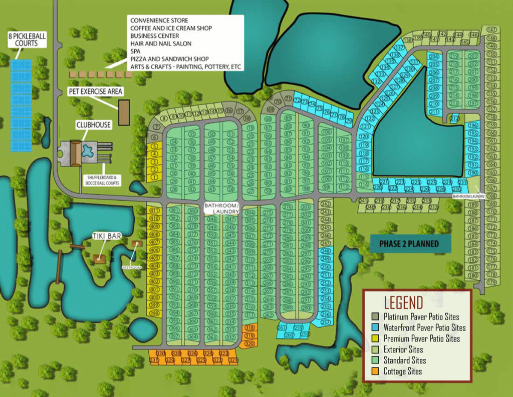 Park Map & Guest Guide For Resort at Canopy Oaks RV Resort