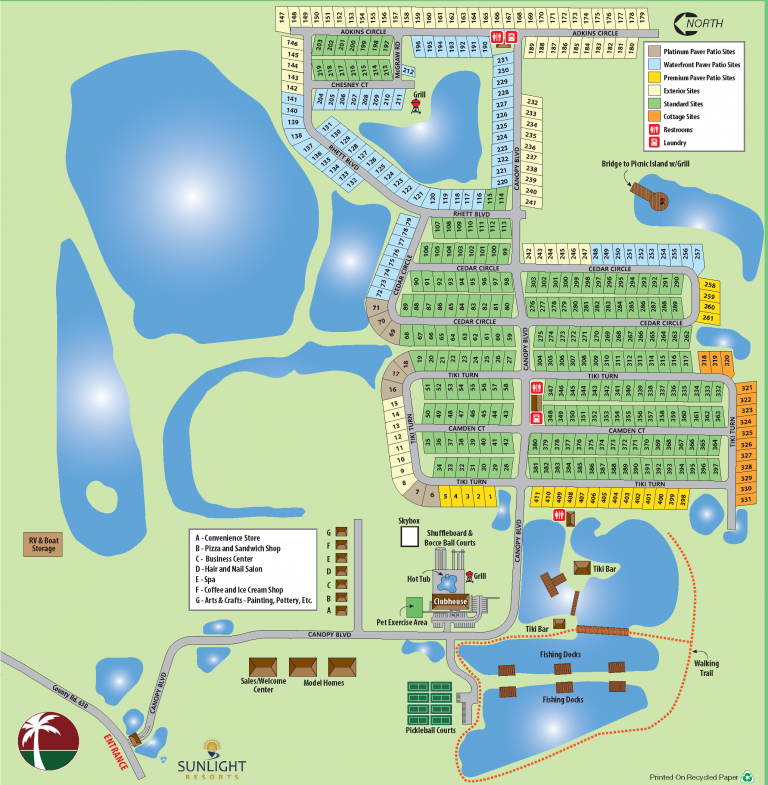 Park Map & Guest Guide For Resort At Canopy Oaks Rv Resort